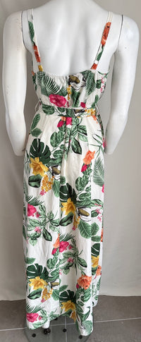 Robe Longue U Collection - 40 - Blanc Et Vert -