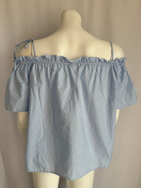 Blouse H&m - 40 - Bleu - Épaules dénudées en coton