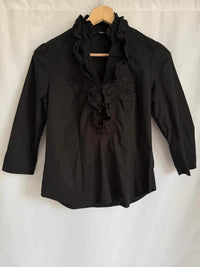 Blouse Etam à volants manches 3/4 - 40 - Noir