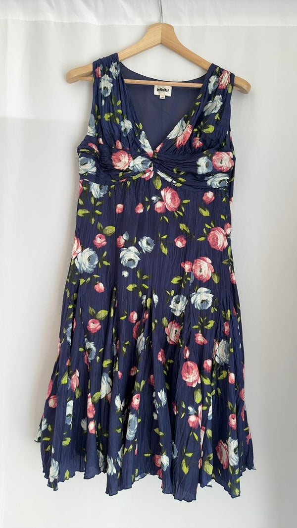 Robe midi Infinitif en soie - Fr 44 - Bleu - Fleurs