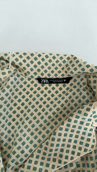 Chemisier à nouer Zara - Xs - Crème et Vert