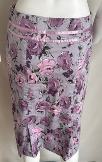 Jupe Midi vintage George - 40 - Violet Et Lila - Fleurs