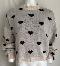 Pull Sans Marque - M - Crème - Motifs Coeurs