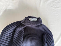 Pull col roulé court Zara - S - Marine -
