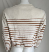 Sweat Rayé Sans Marque - S - Crème Et Marron - Amour