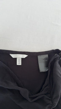 Jupe midi H&m - 36 - Noir - froncée avec fente