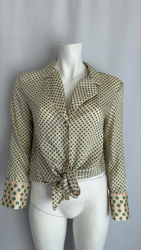 Chemisier à nouer Zara - Xs - Crème et Vert