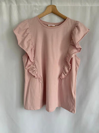 T-shirt sans manches Camaïeu rose à volants - Xl -