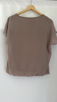 Blouse femme sans marque - L - Taupe - Imprimé floral