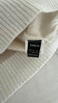 Pull motifs cœurs Shein - L - Crème -