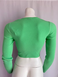 Crop top Pimkie - Xs - Vert - maille côtelée
