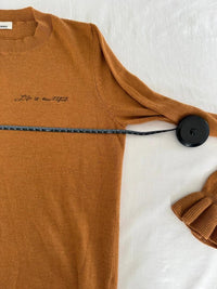 Pull Camaïeu - S - Marron - Life is beautiful brodé