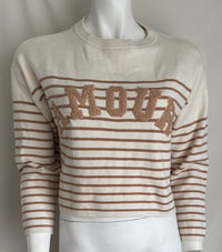 Sweat Rayé Sans Marque - S - Crème Et Marron - Amour