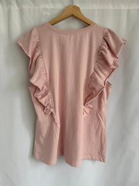 T-shirt sans manches Camaïeu rose à volants - Xl -