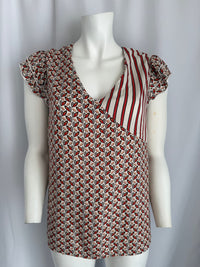 Blouse Christine Laure - 44 - Rouge et Crème -