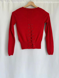 Pull col V Morgan - Xs - rouge - dos lacé