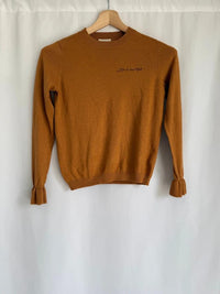Pull Camaïeu - S - Marron - Life is beautiful brodé