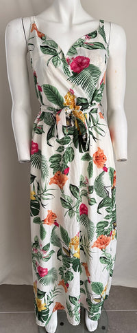 Robe Longue U Collection - 40 - Blanc Et Vert -