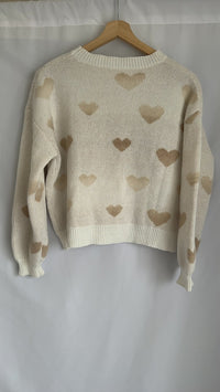 Pull motifs cœurs Shein - L - Crème -