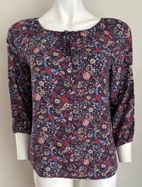 Blouse Gémo - S - Marine Et Rose Fleurie