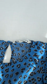 Robe courte Zara léopard - Xs - Bleu