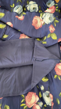 Robe midi Infinitif en soie - Fr 44 - Bleu - Fleurs