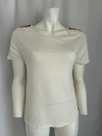 T-shirt Promod - M - Blanc cassé - Détails perles