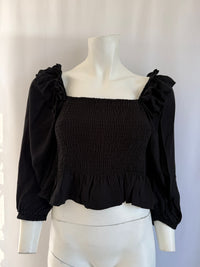 Blouse smockée Zara - L - Noir -