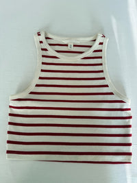Crop top H&m - M - Blanc et rouge rayé