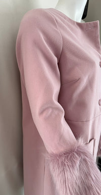 Manteau Long Justfabulous - M - Rose - Poignets Fourrure