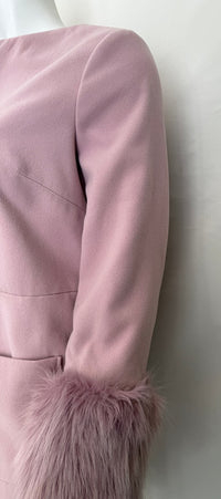 Manteau Long Justfabulous - M - Rose - Poignets Fourrure