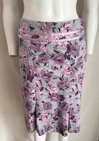 Jupe Midi vintage George - 40 - Violet Et Lila - Fleurs