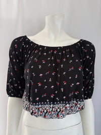 Crop top Jennyfer - S - noir floral