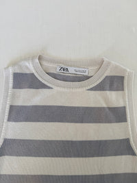 Crop top maille rayé Zara - M - Gris