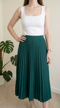 Jupe midi plissée Mango - Xs - Vert foncé
