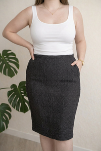 Jupe Camaïeu - 44 - Noir - City skirt texturée