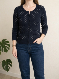 Gilet C&a - L - Bleu marine à pois