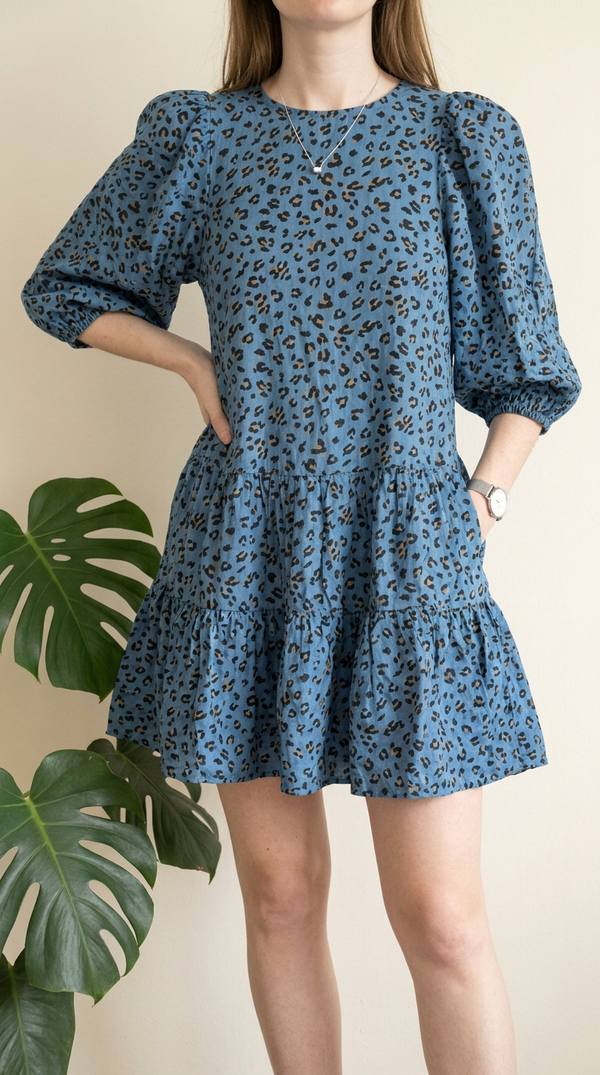 Robe courte Zara léopard - Xs - Bleu