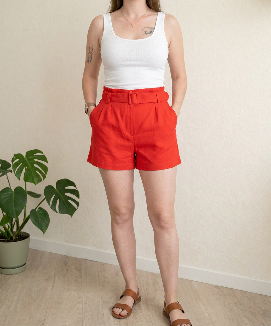 Short Taille Haute Sans Marque - S - Orange -