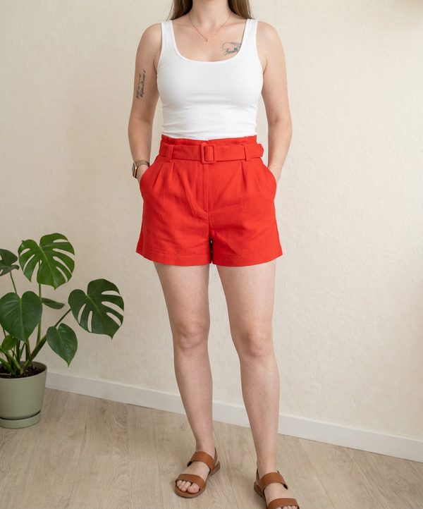Short Taille Haute Sans Marque - S - Orange -