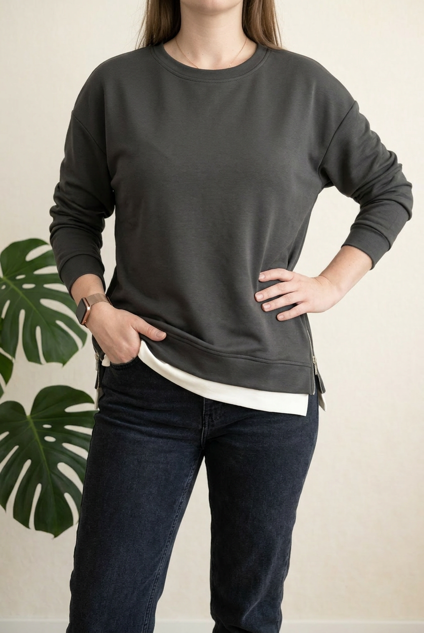 Sweatshirt Sans marque - L - Noir - avec zips