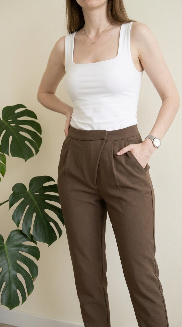 Pantalon tailleur Zara - Xs - Marron -
