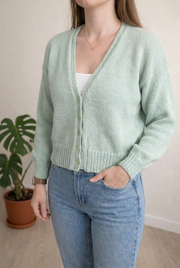 Gilet court Vintage - L - Vert menthe -