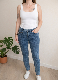 Jean Skinny Cache Cache - 38 - Bleu - Effet Délavé