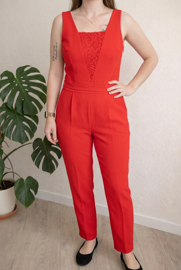 Combinaison Naf Naf - 36 - Rouge - dentelle dos nu