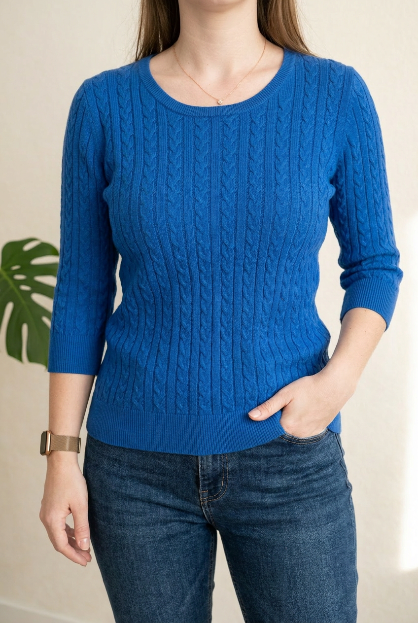 Pull H&m - M - bleu - maille torsadée