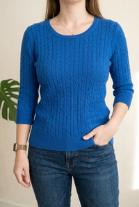 Pull H&m - M - bleu - maille torsadée