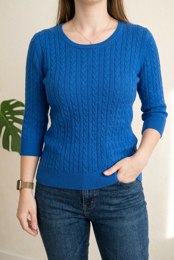 Pull H&m - M - bleu - maille torsadée
