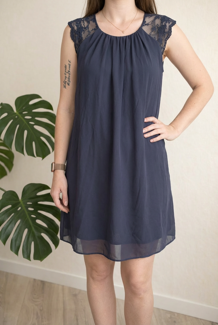 Robe Naf Naf - 36 - Navy - Dentelle