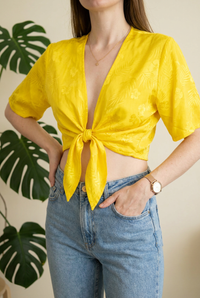 Crop top Asos - 34 - Jaune - Jacquard